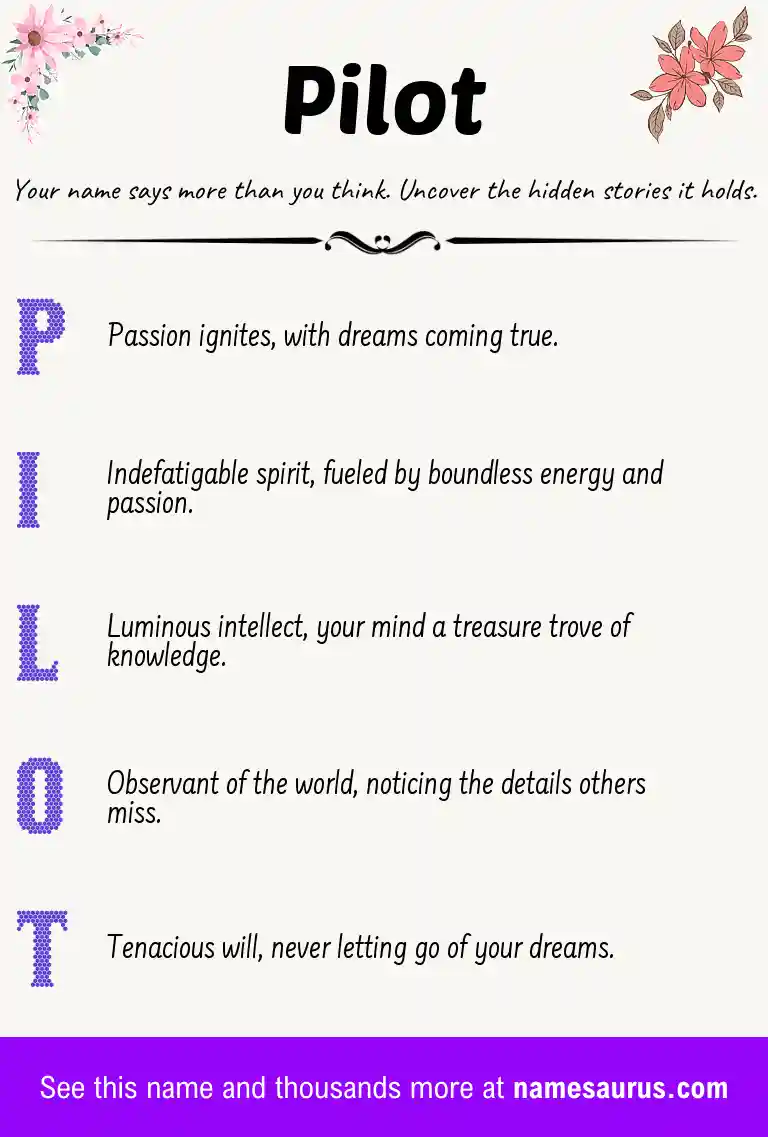 Acrostic poem about Pilot.