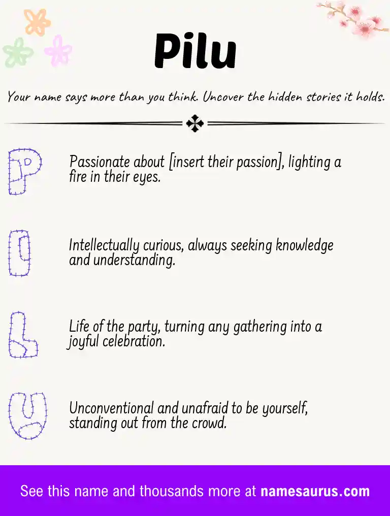 Acrostic poem about Pilu.