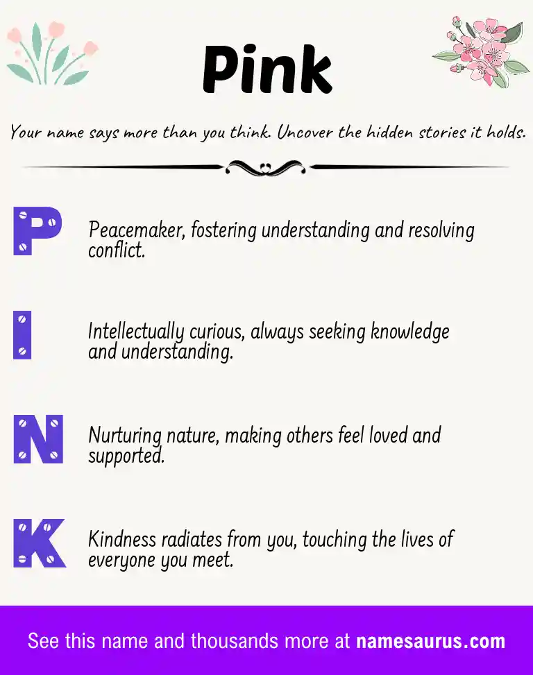 Acrostic poem about Pink.