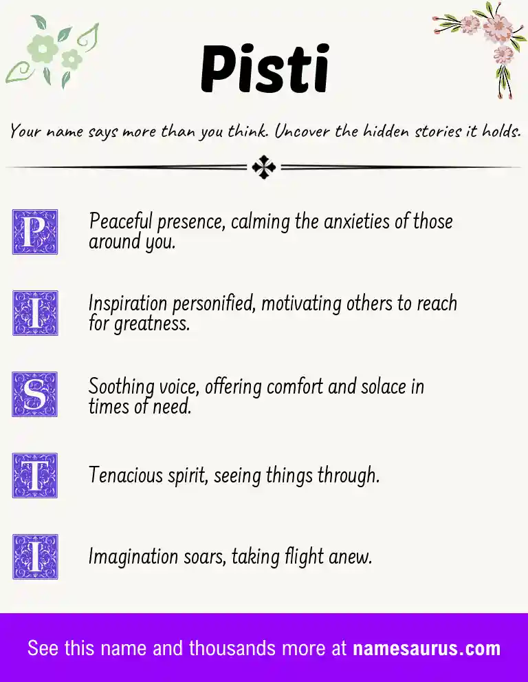 Acrostic poem about Pisti.