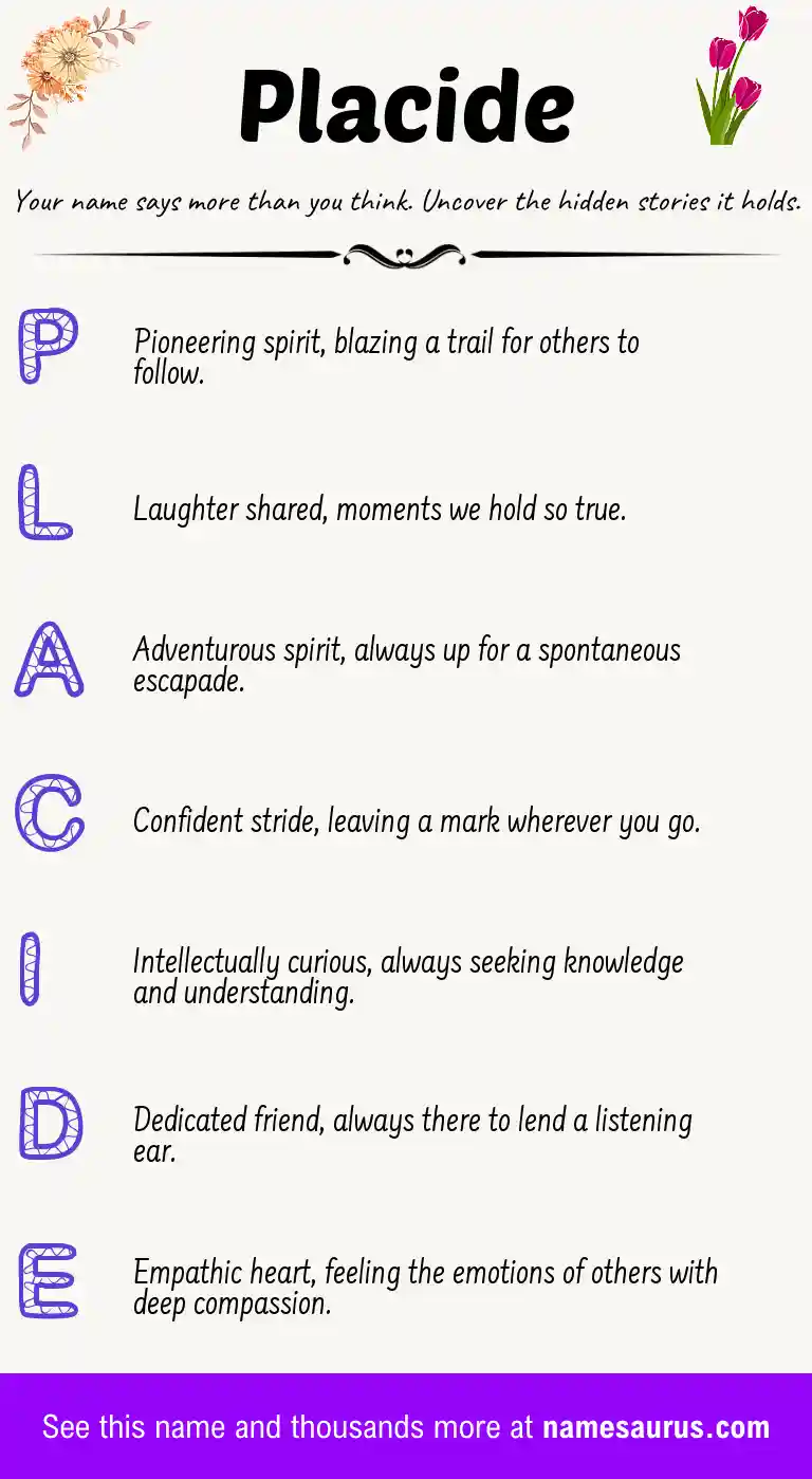 Acrostic poem about Placide.