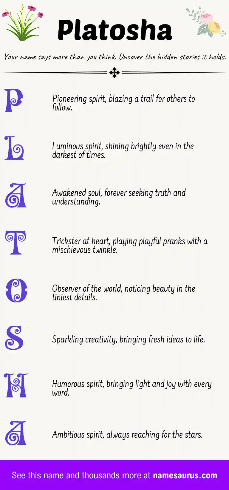 Acrostic poem about Platosha.