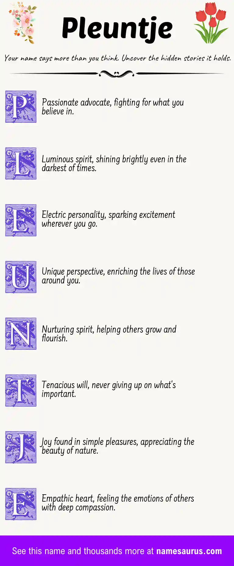 Acrostic poem about Pleuntje.