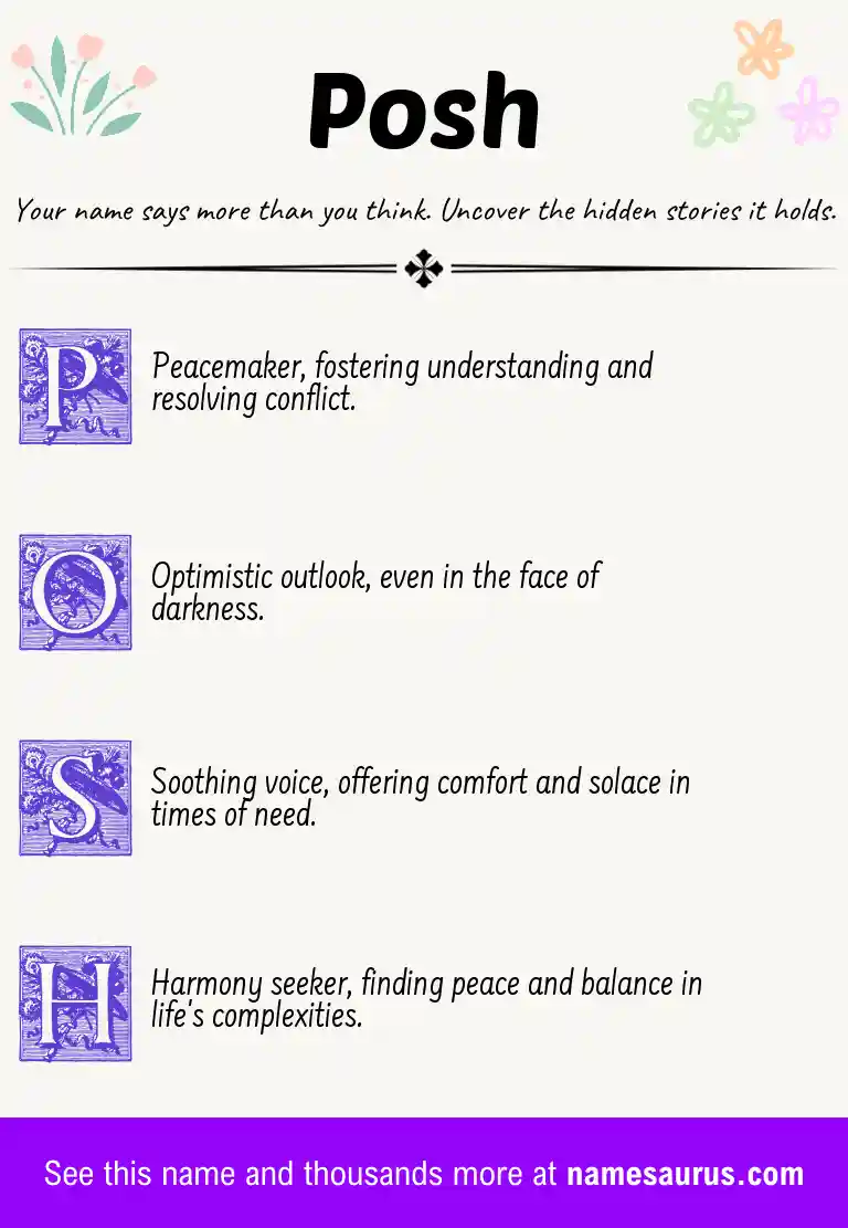 Acrostic poem about Posh.