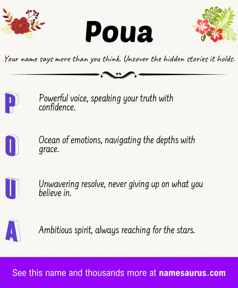 Acrostic poem about Poua.