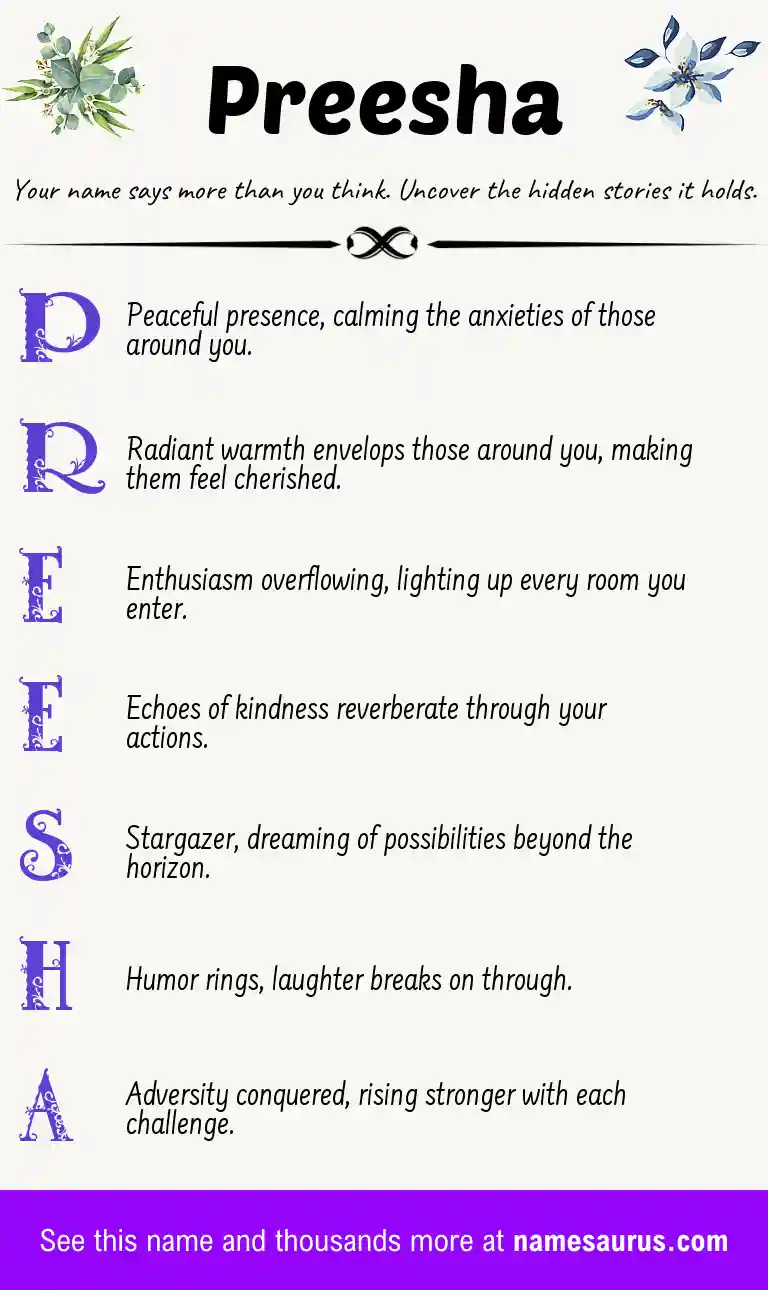 Acrostic poem about Preesha.