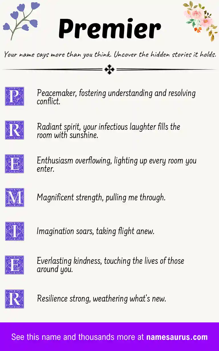 Acrostic poem about Premier.