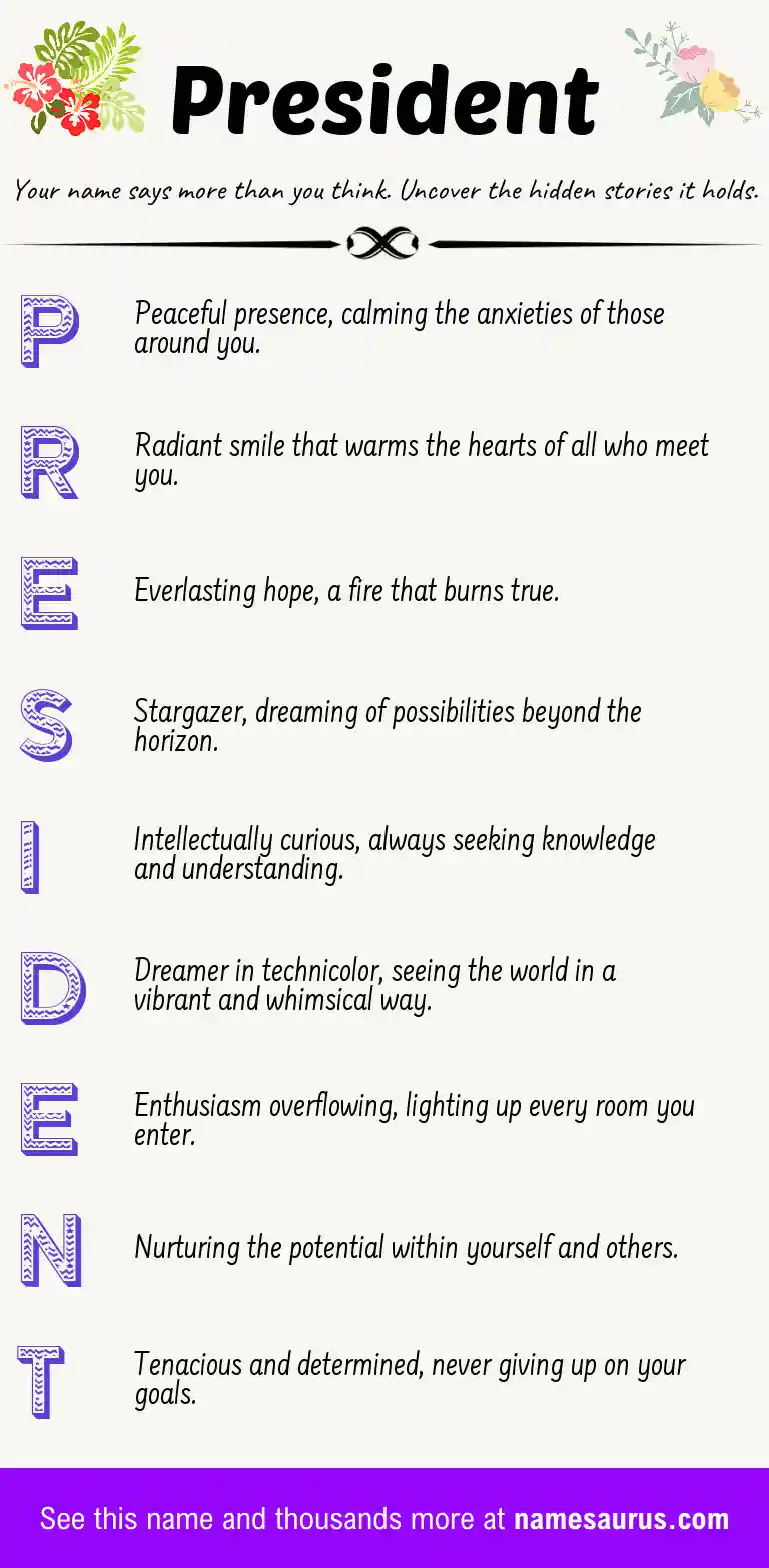 Acrostic poem about President.