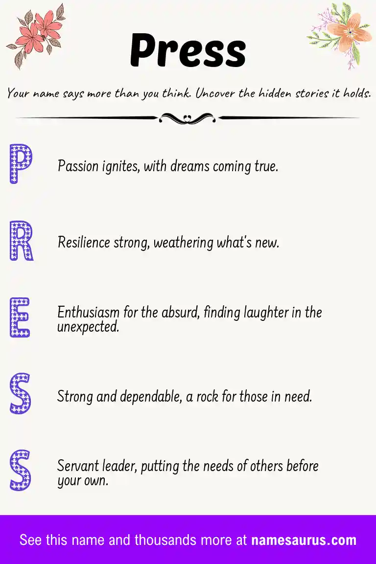 Acrostic poem about Press.