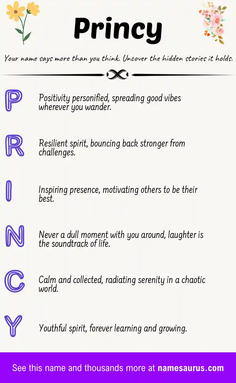 Acrostic poem about Princy.