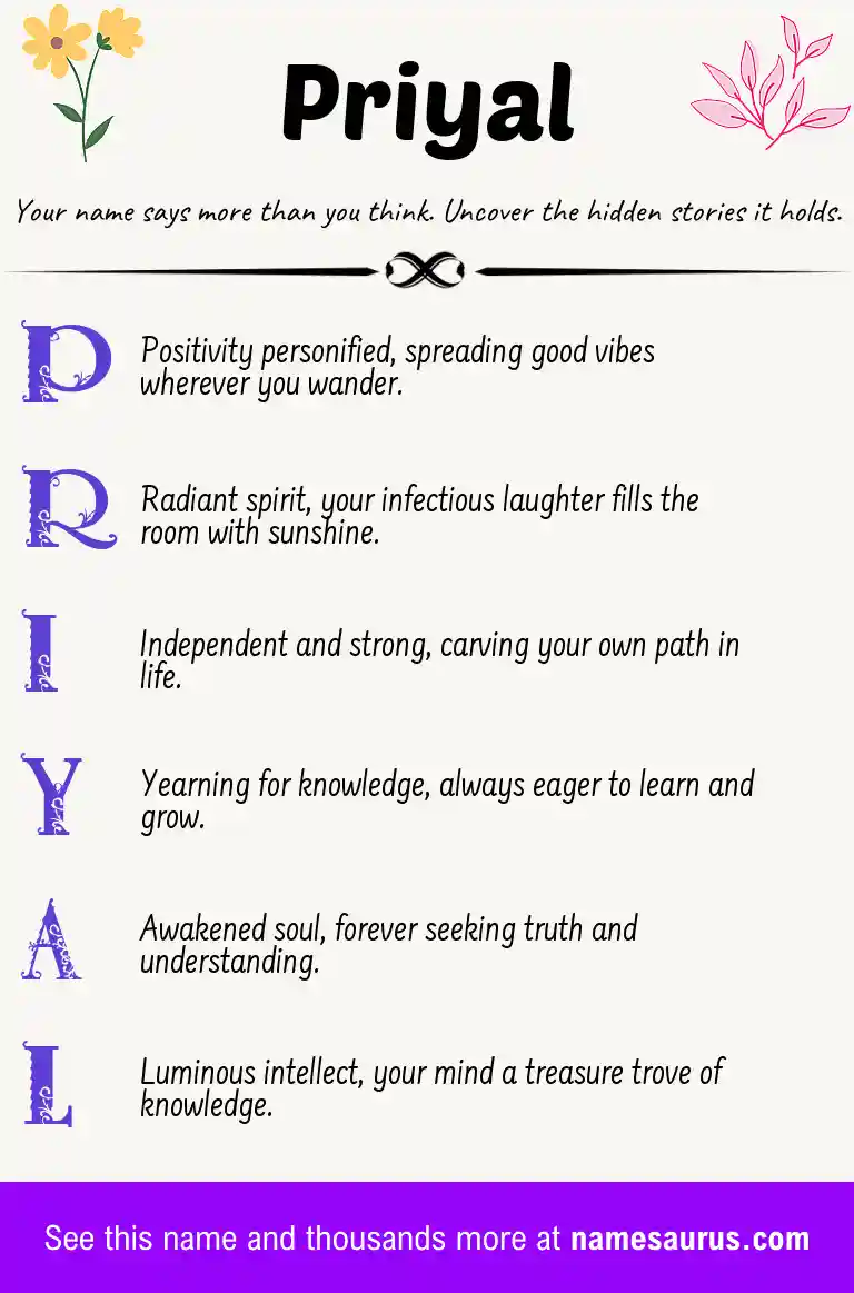 Acrostic poem about Priyal.