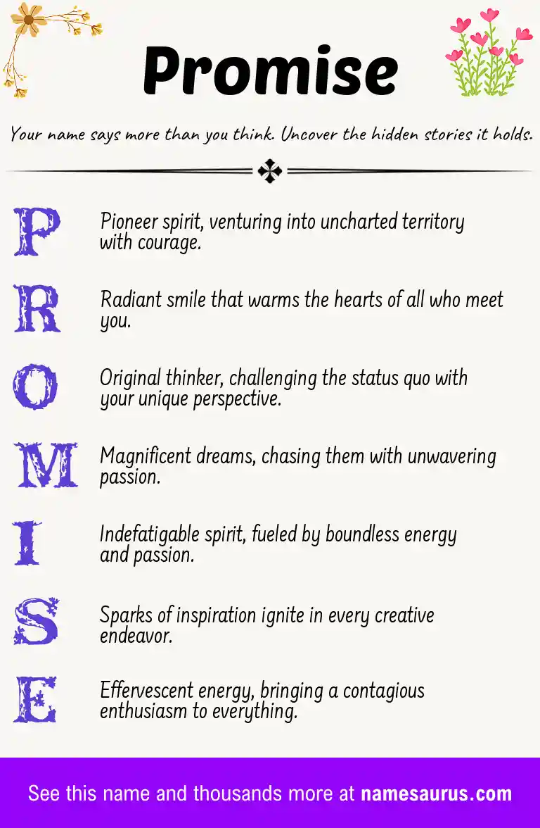 Acrostic poem about Promise.