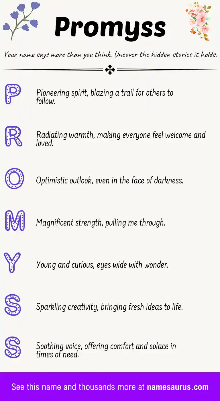 Acrostic poem about Promyss.