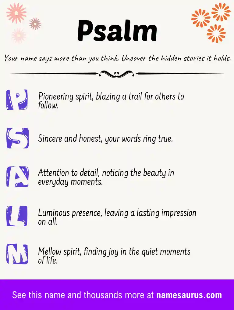 Acrostic poem about Psalm.