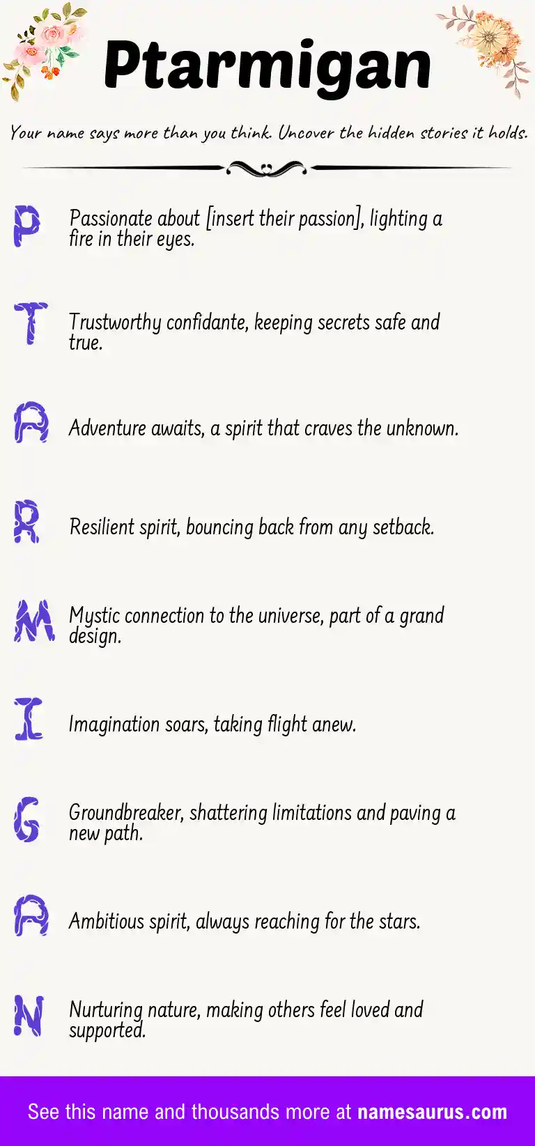 Acrostic poem about Ptarmigan.