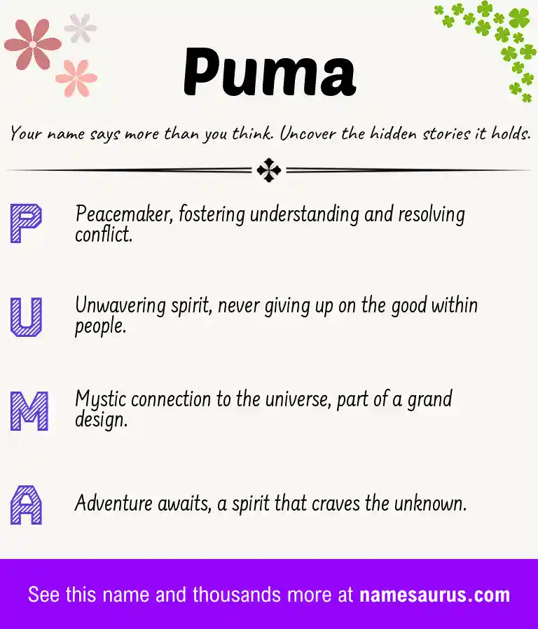 Acrostic poem about Puma.