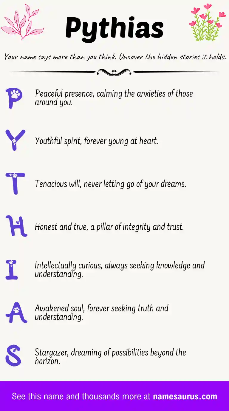 Acrostic poem about Pythias.