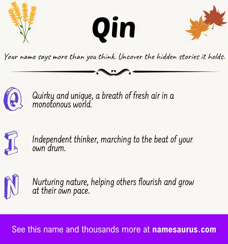 Acrostic poem about Qin.