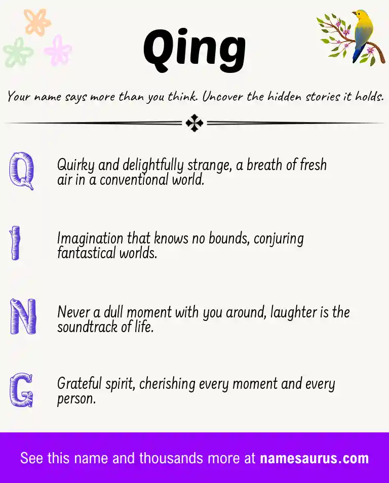 Acrostic poem about Qing.