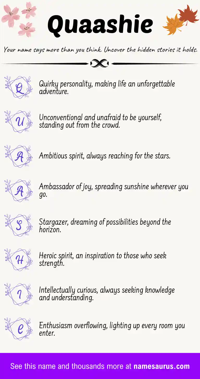 Acrostic poem about Quaashie.