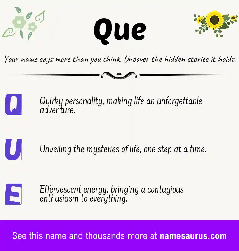 Acrostic poem about Que.