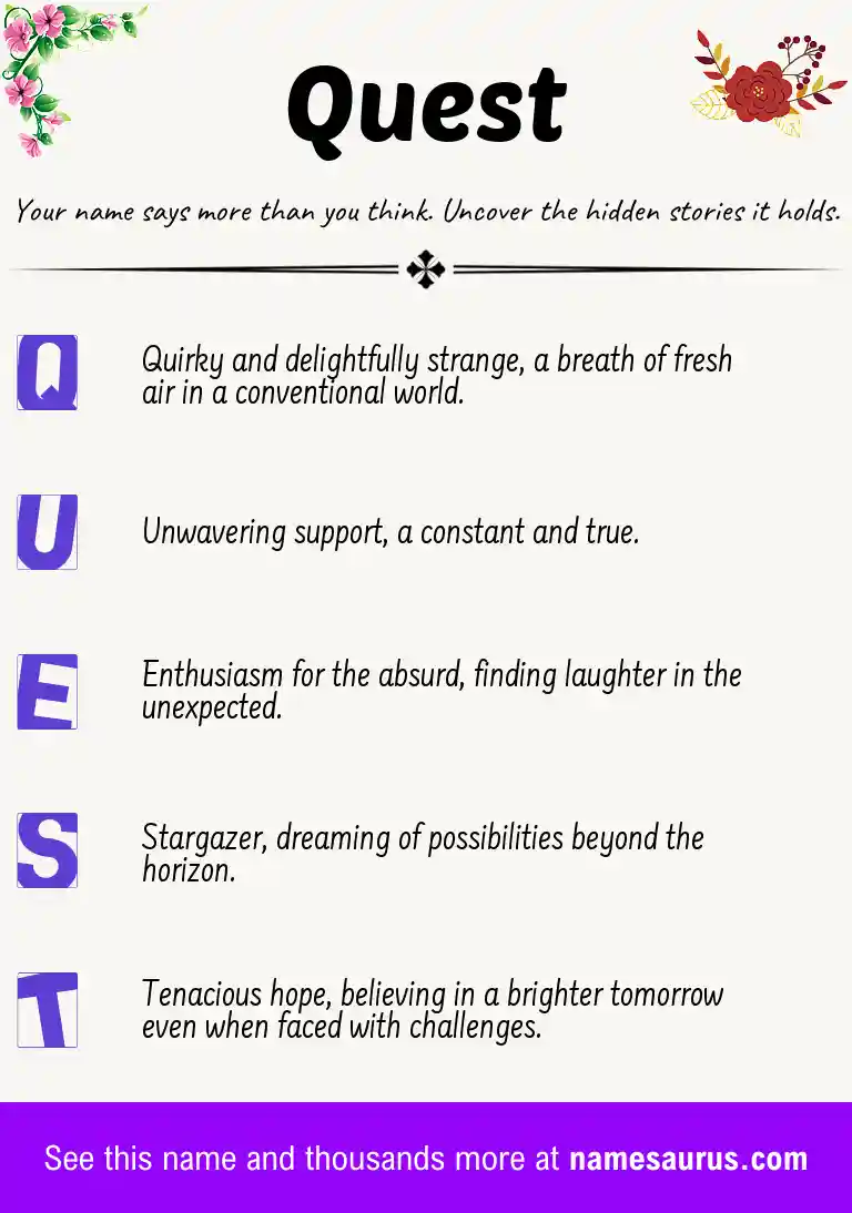 Acrostic poem about Quest.