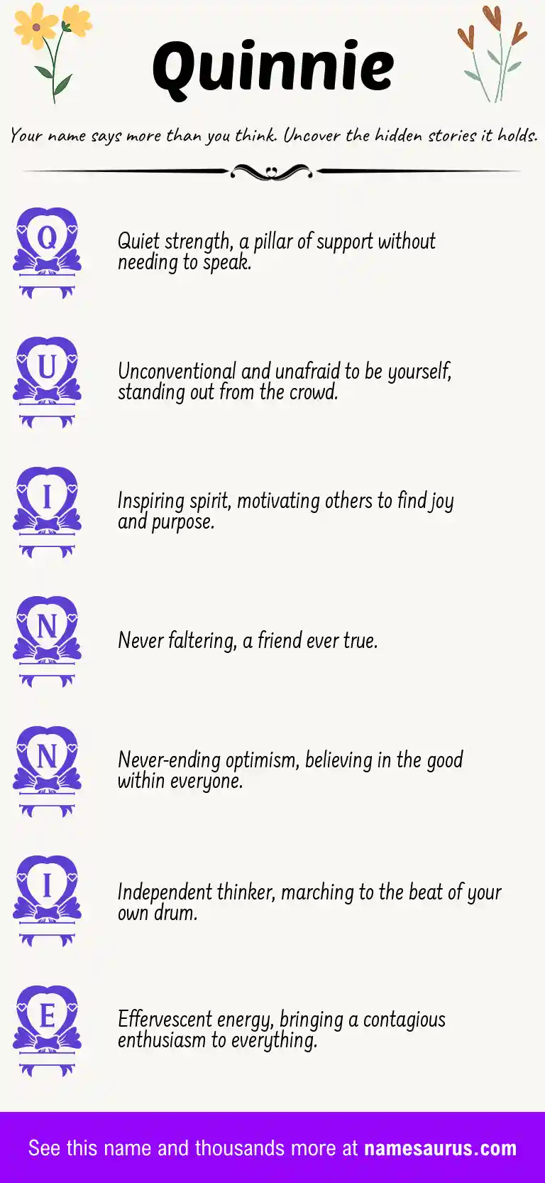 Acrostic poem about Quinnie.