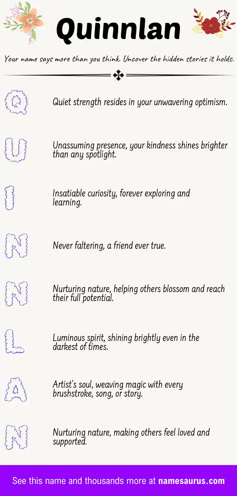 Acrostic poem about Quinnlan.