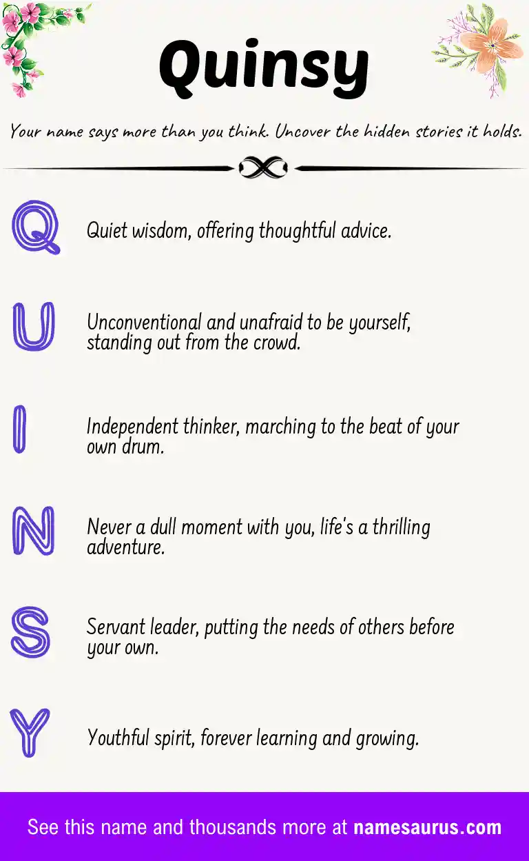 Acrostic poem about Quinsy.
