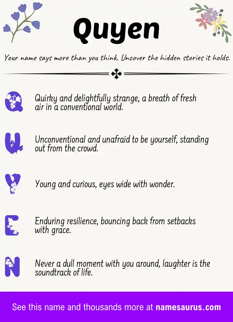 Acrostic poem about Quyen.