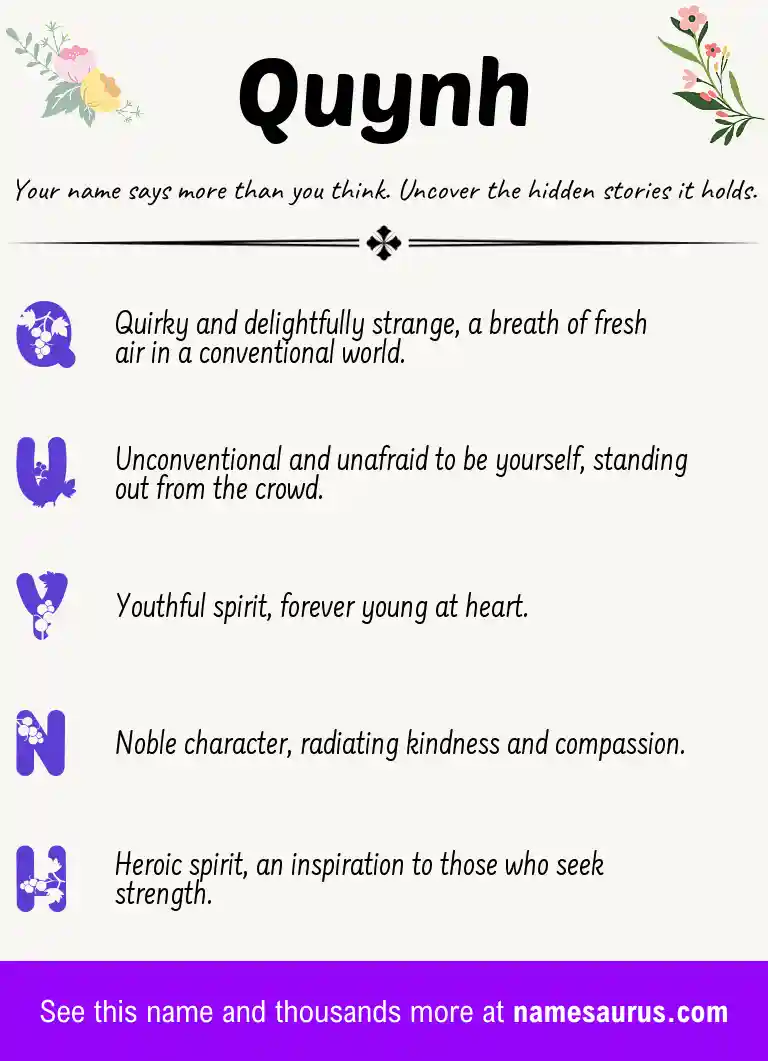 Acrostic poem about Quynh.