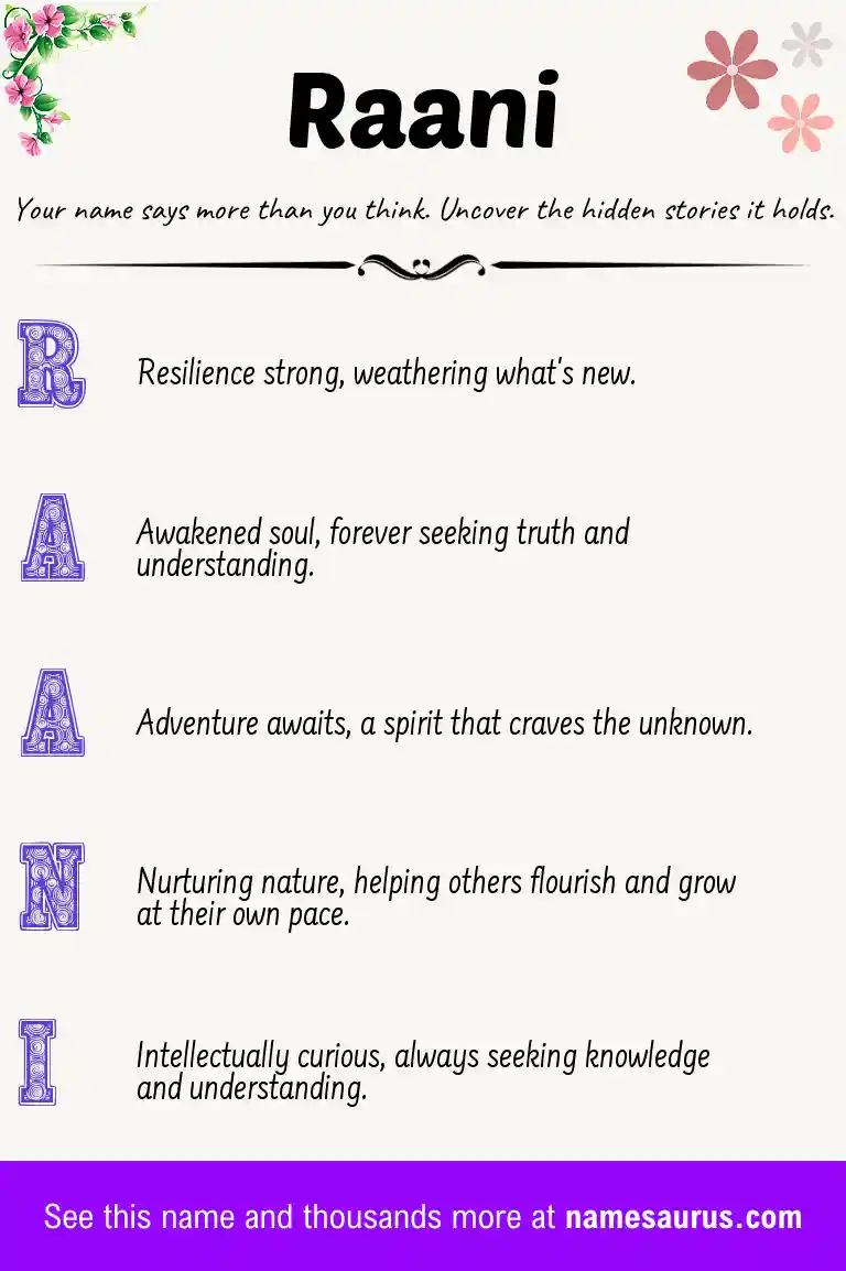 Acrostic poem about Raani.