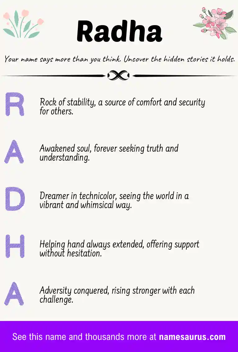 Acrostic poem about Radha.