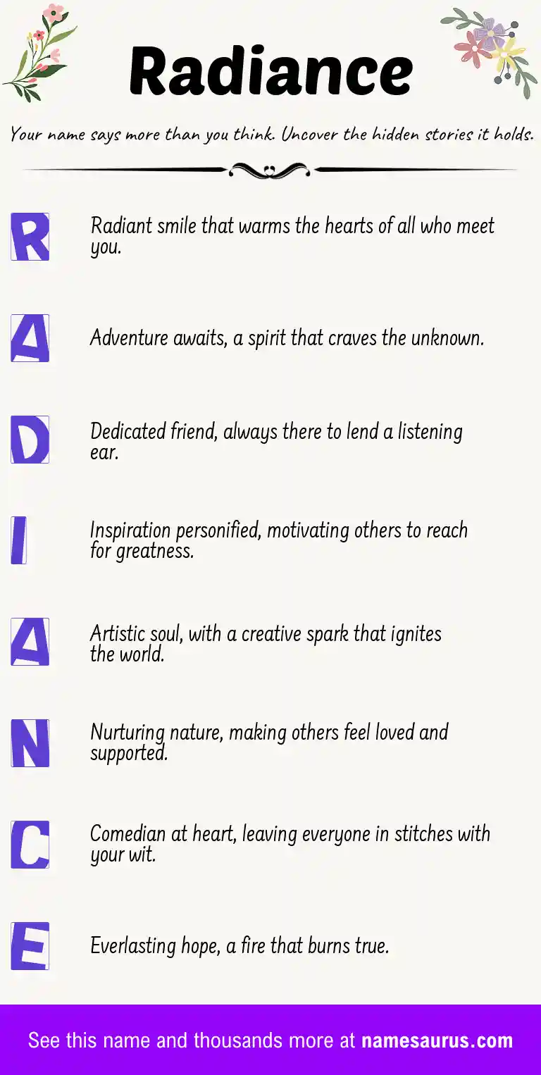 Acrostic poem about Radiance.