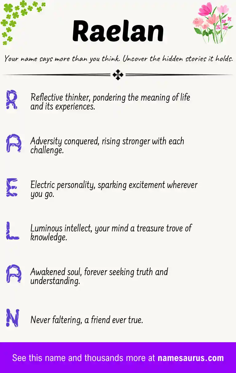 Acrostic poem about Raelan.