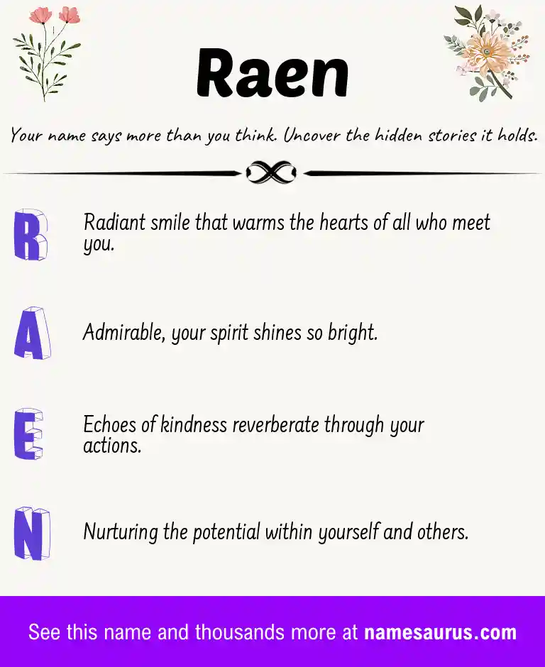 Acrostic poem about Raen.