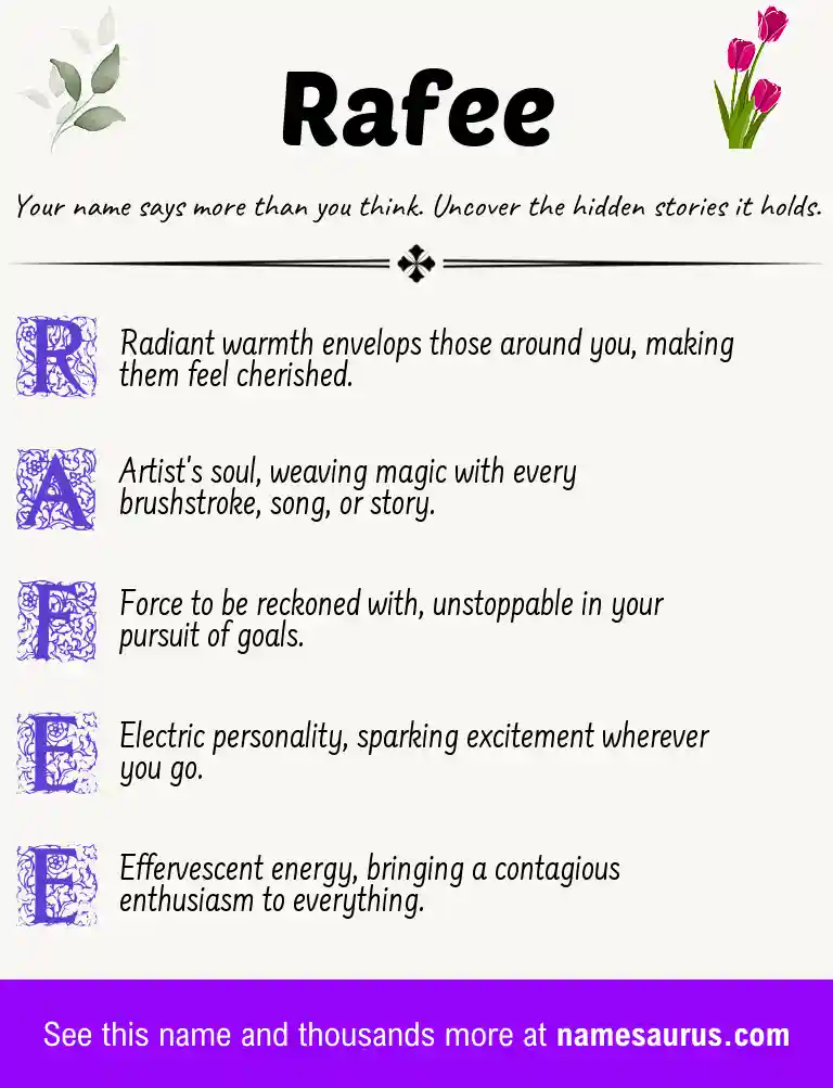 Acrostic poem about Rafee.