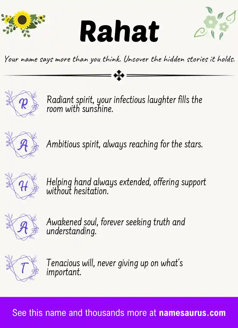 Acrostic poem about Rahat.