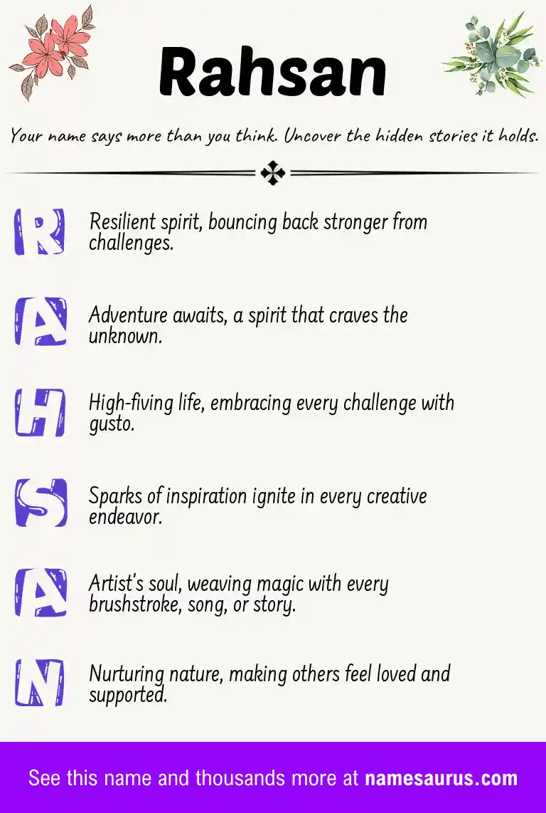 Acrostic poem about Rahsan.