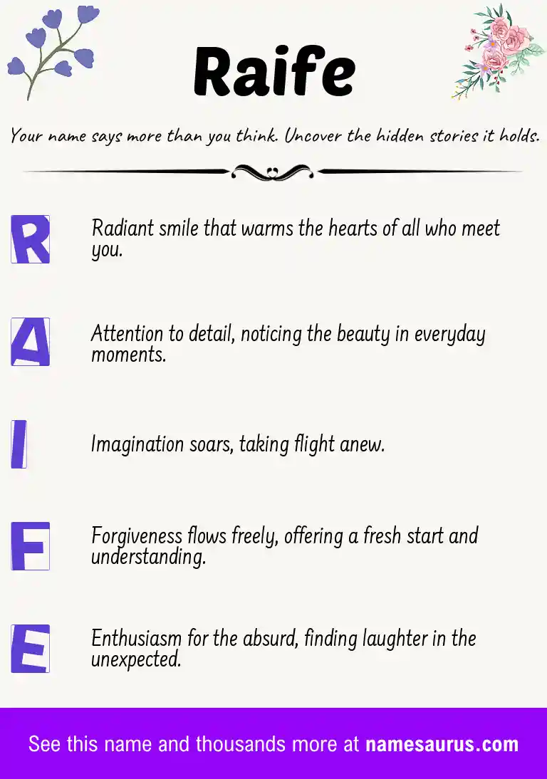 Acrostic poem about Raife.