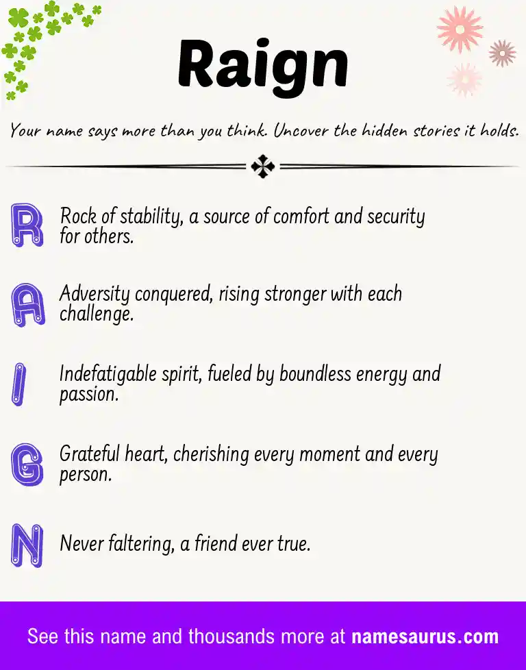 Acrostic poem about Raign.