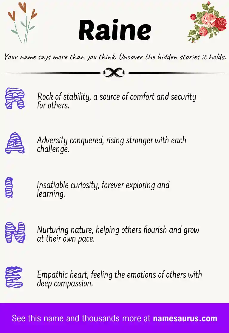 Acrostic poem about Raine.
