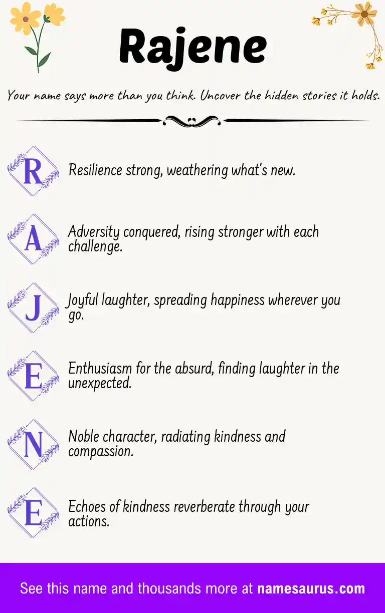 Acrostic poem about Rajene.