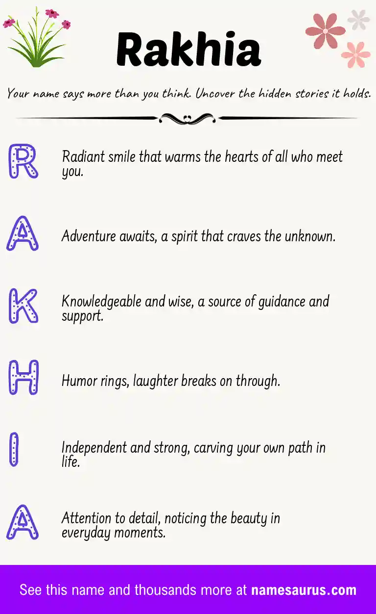 Acrostic poem about Rakhia.