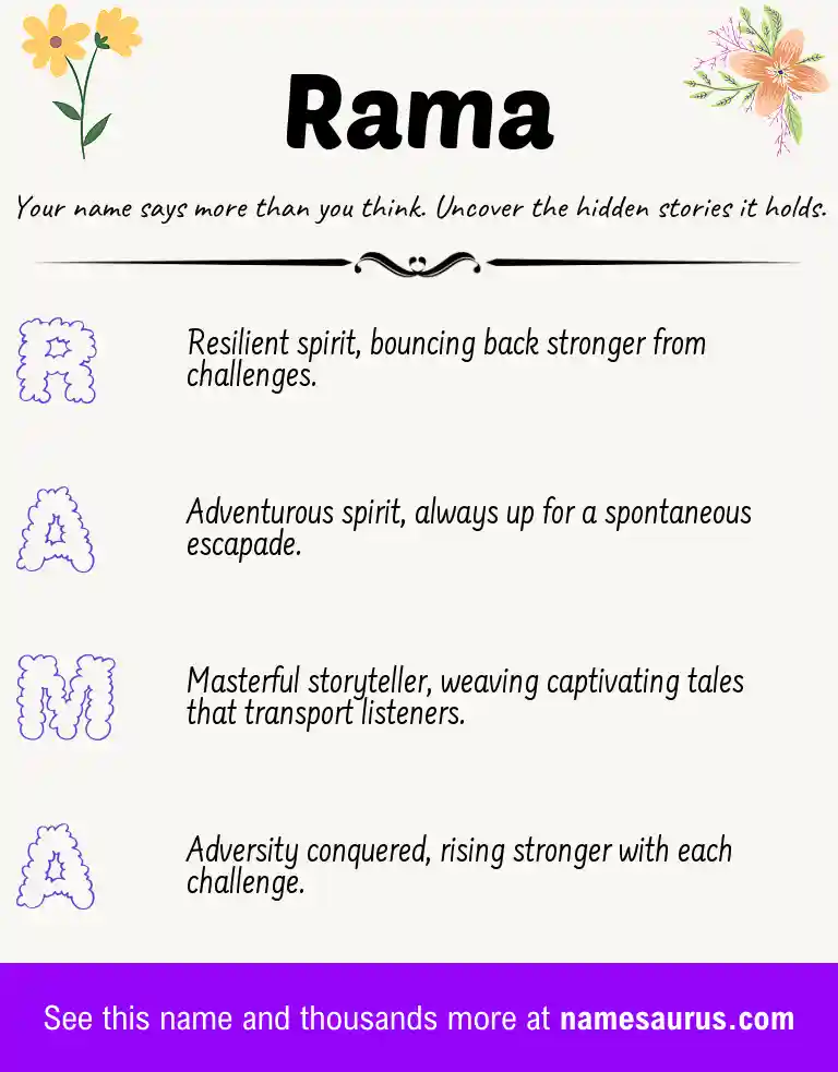 Acrostic poem about Rama.