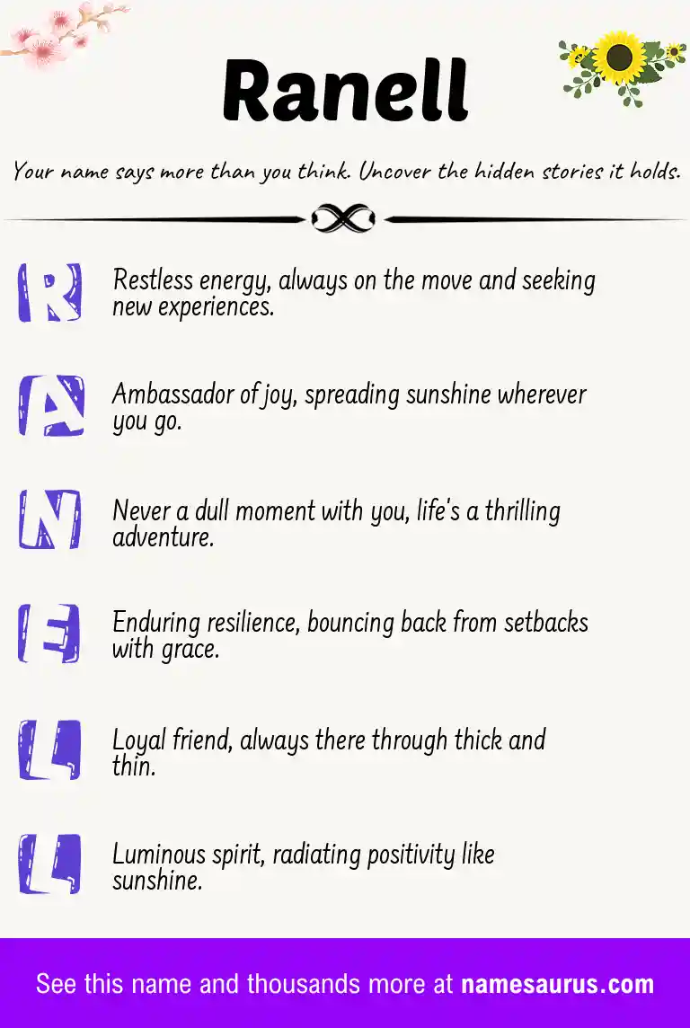 Acrostic poem about Ranell.