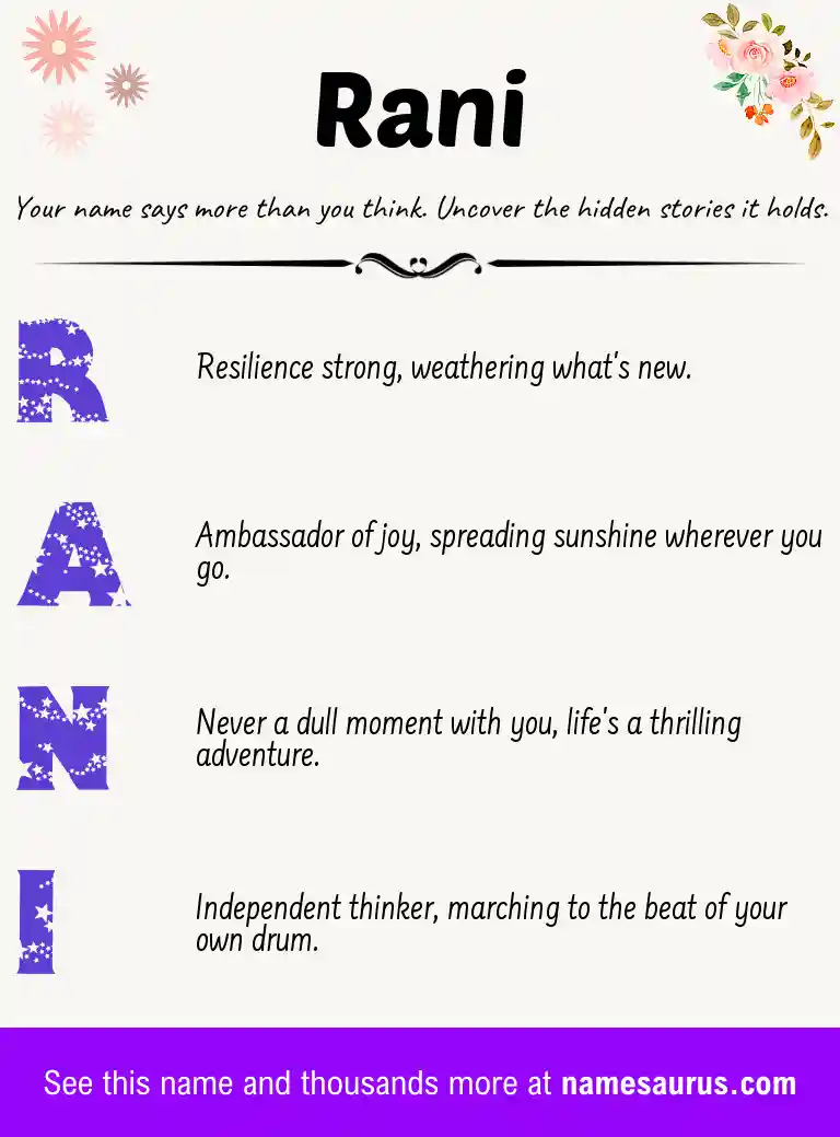 Acrostic poem about Rani.