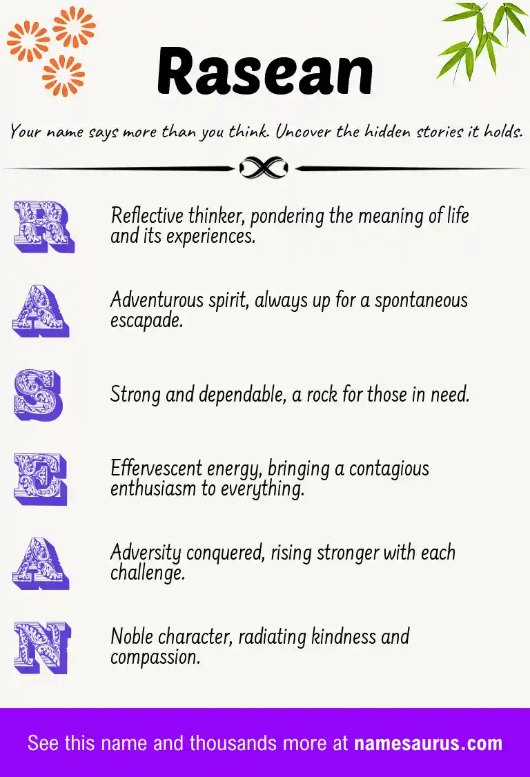 Acrostic poem about Rasean.