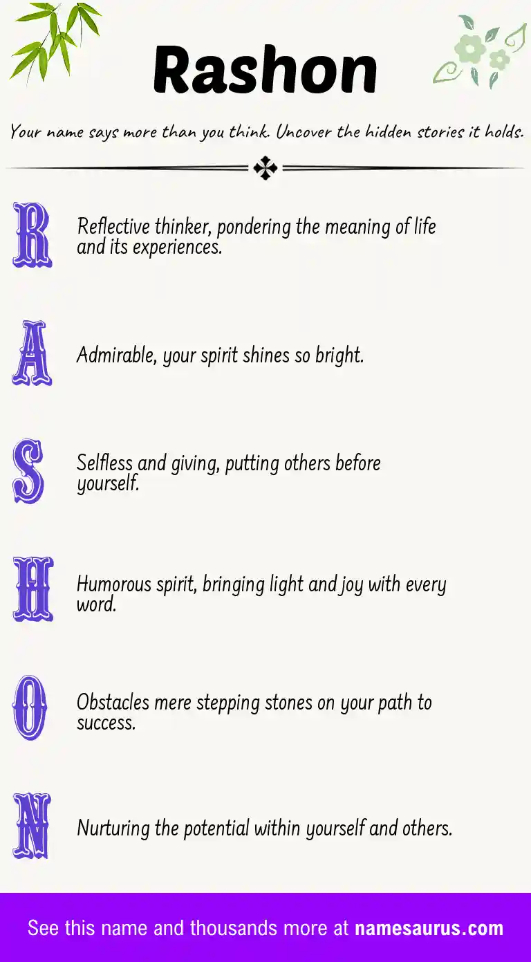 Acrostic poem about Rashon.