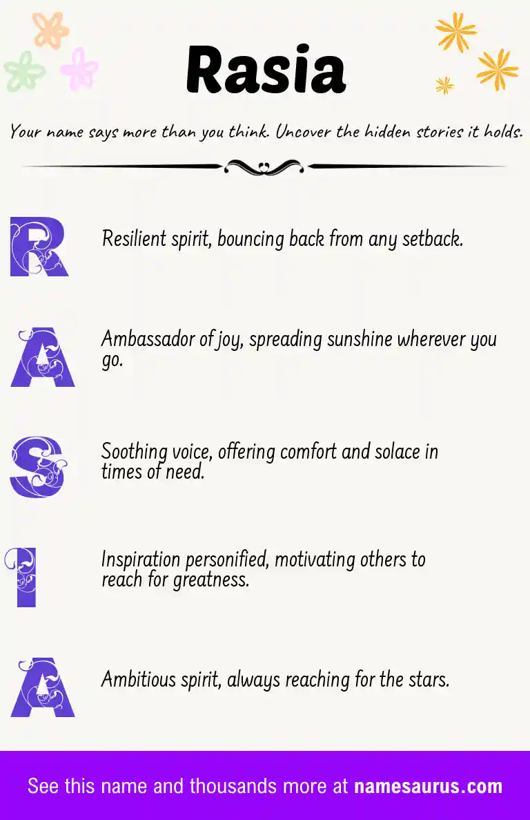 Acrostic poem about Rasia.